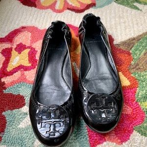 Tory Burch Black Patent Leather Flats - Size 8